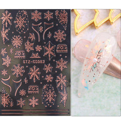 Christmas Snowflake Rose Golden Nail Art Sticker Decal