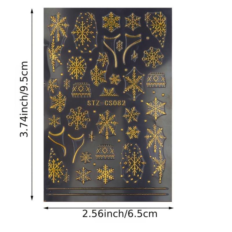 Christmas Snowflake Rose Golden Nail Art Sticker Decal