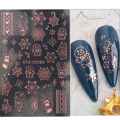 Christmas Snowflake Rose Golden Nail Art Sticker Decal