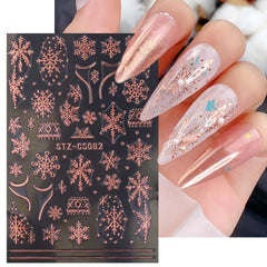Christmas Snowflake Rose Golden Nail Art Sticker Decal