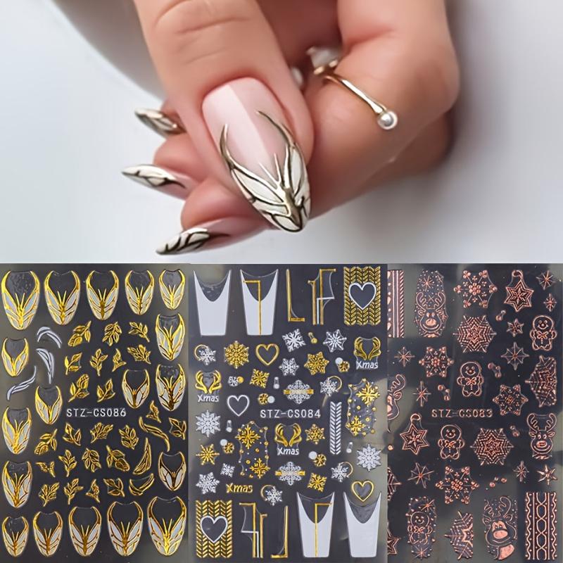 Christmas Snowflake Rose Golden Nail Art Sticker Decal
