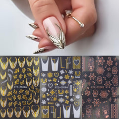 Christmas Snowflake Rose Golden Nail Art Sticker Decal
