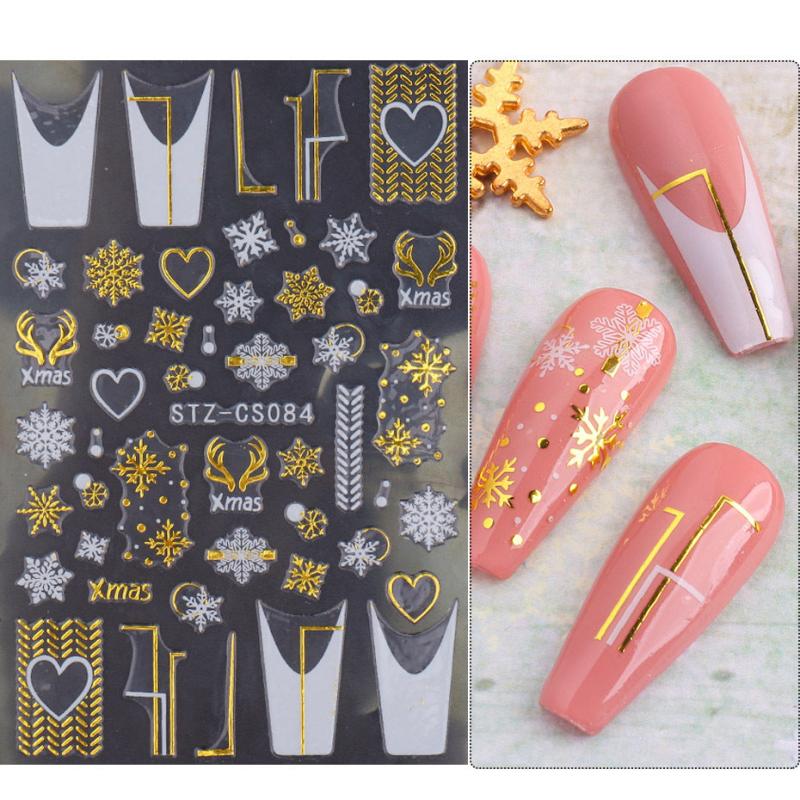 Christmas Snowflake Rose Golden Nail Art Sticker Decal