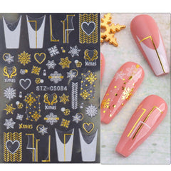Christmas Snowflake Rose Golden Nail Art Sticker Decal