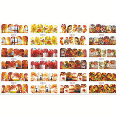 Maple Leaf Nail Water Transfer Stickers Fox Owl Nail Decals DIY Nail Art
