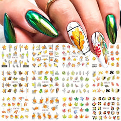 Maple Leaf Nail Water Transfer Stickers Fox Owl Nail Decals DIY Nail Art