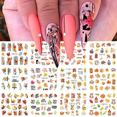 Maple Leaf Nail Water Transfer Stickers Fox Owl Nail Decals DIY Nail Art