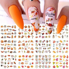 Maple Leaf Nail Water Transfer Stickers Fox Owl Nail Decals DIY Nail Art