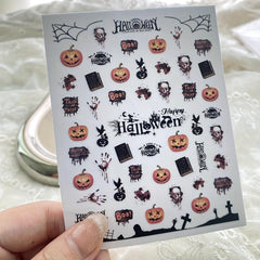 Halloween Nail Art Stickers Skull Pumpkin DIY Nail Decals Self Adhesive Supplies