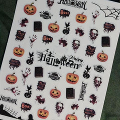 Halloween Nail Art Stickers Skull Pumpkin DIY Nail Decals Self Adhesive Supplies