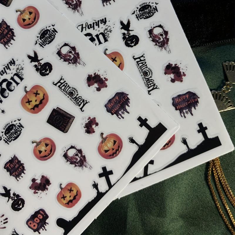 Halloween Nail Art Stickers Skull Pumpkin DIY Nail Decals Self Adhesive Supplies