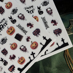 Halloween Nail Art Stickers Skull Pumpkin DIY Nail Decals Self Adhesive Supplies