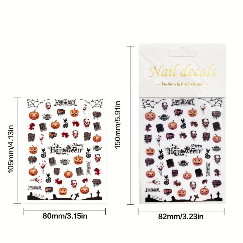 Halloween Nail Art Stickers Skull Pumpkin DIY Nail Decals Self Adhesive Supplies