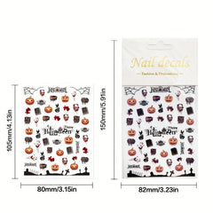 Halloween Nail Art Stickers Skull Pumpkin DIY Nail Decals Self Adhesive Supplies
