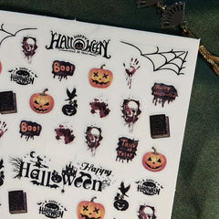 Halloween Nail Art Stickers Skull Pumpkin DIY Nail Decals Self Adhesive Supplies