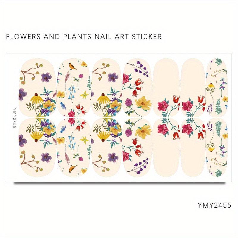 Floral Nail Polish Strips Stickers Self Adhesive Full Nail Wraps