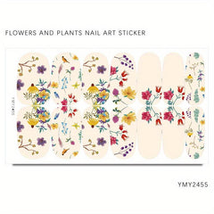 Floral Nail Polish Strips Stickers Self Adhesive Full Nail Wraps