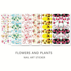 Floral Nail Polish Strips Stickers Self Adhesive Full Nail Wraps