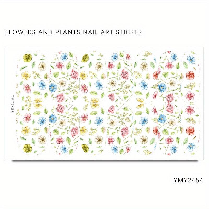 Floral Nail Polish Strips Stickers Self Adhesive Full Nail Wraps