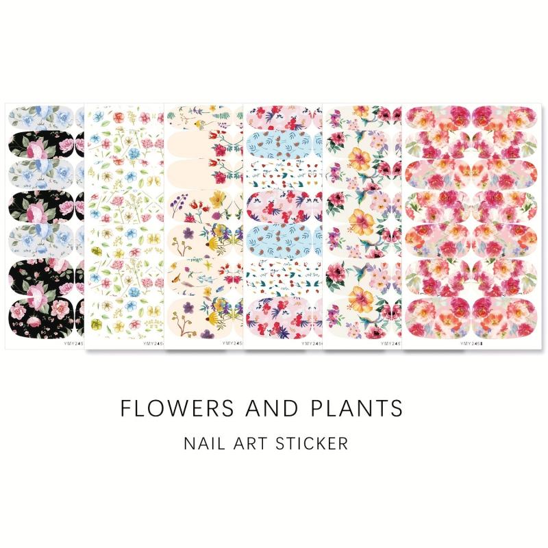 Floral Nail Polish Strips Stickers Self Adhesive Full Nail Wraps
