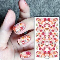 Floral Nail Polish Strips Stickers Self Adhesive Full Nail Wraps