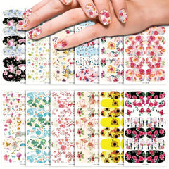 Floral Nail Polish Strips Stickers Self Adhesive Full Nail Wraps