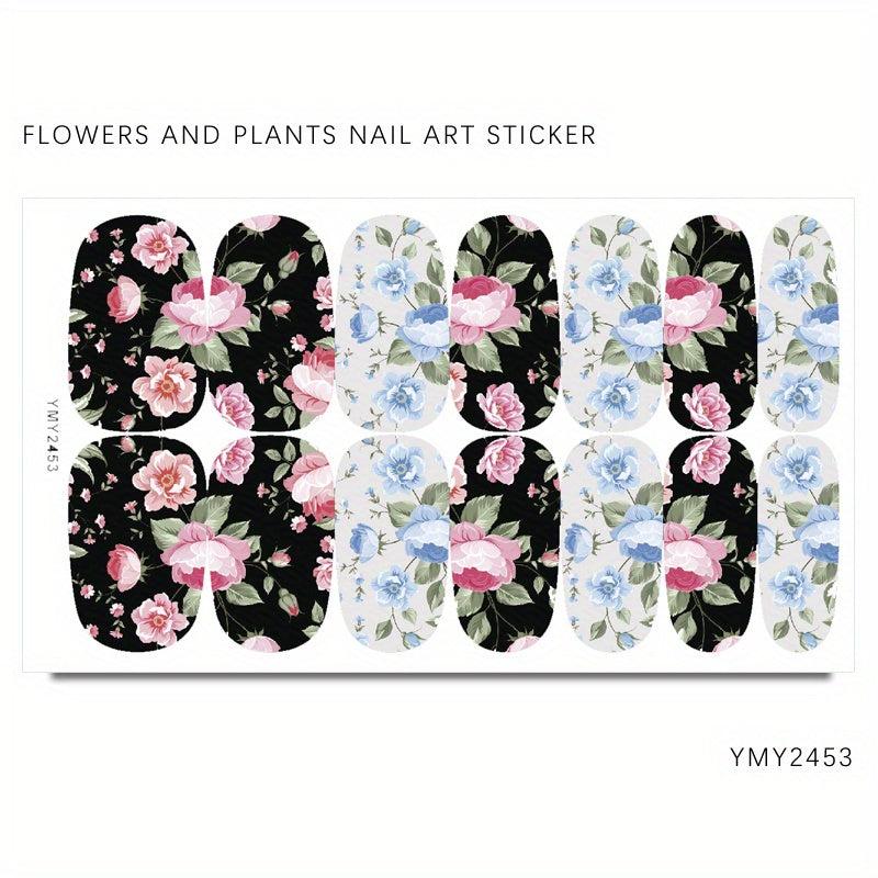 Floral Nail Polish Strips Stickers Self Adhesive Full Nail Wraps