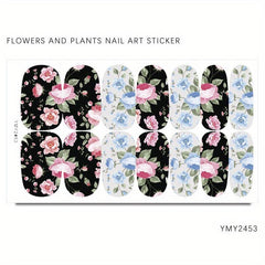 Floral Nail Polish Strips Stickers Self Adhesive Full Nail Wraps