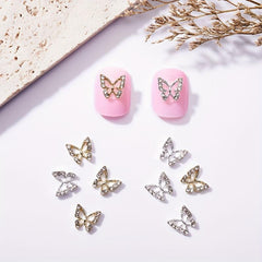 20 Pcs 3D Butterfly Nail Charms Clear Crystal Charms for Nails Art Decorations