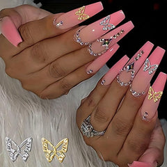 20 Pcs 3D Butterfly Nail Charms Clear Crystal Charms for Nails Art Decorations