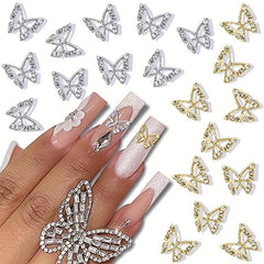 20 Pcs 3D Butterfly Nail Charms Clear Crystal Charms for Nails Art Decorations