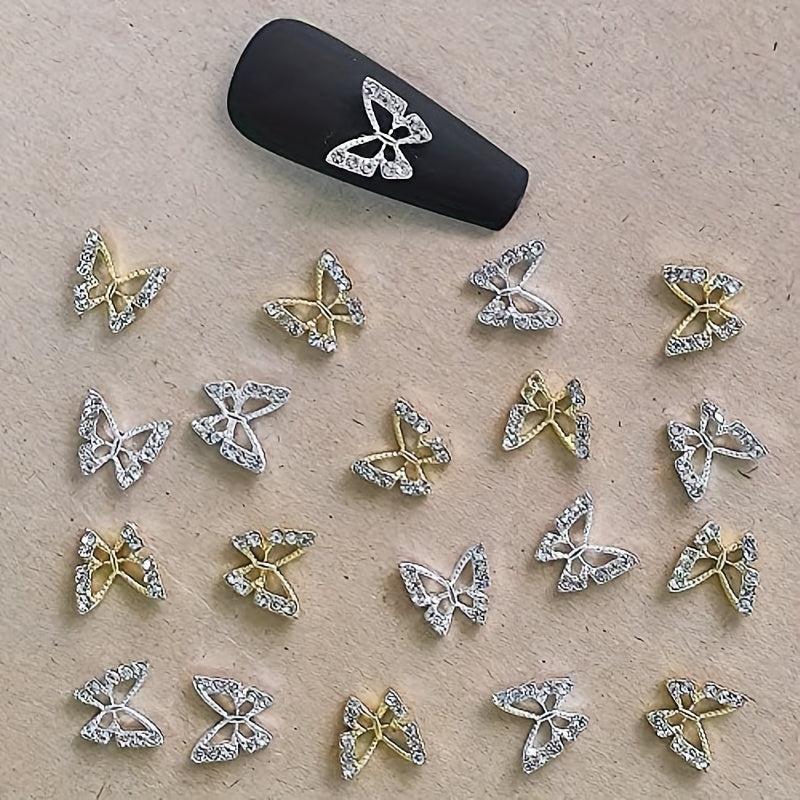 20 Pcs 3D Butterfly Nail Charms Clear Crystal Charms for Nails Art Decorations