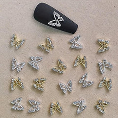 20 Pcs 3D Butterfly Nail Charms Clear Crystal Charms for Nails Art Decorations