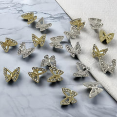 20 Pcs 3D Butterfly Nail Charms Clear Crystal Charms for Nails Art Decorations