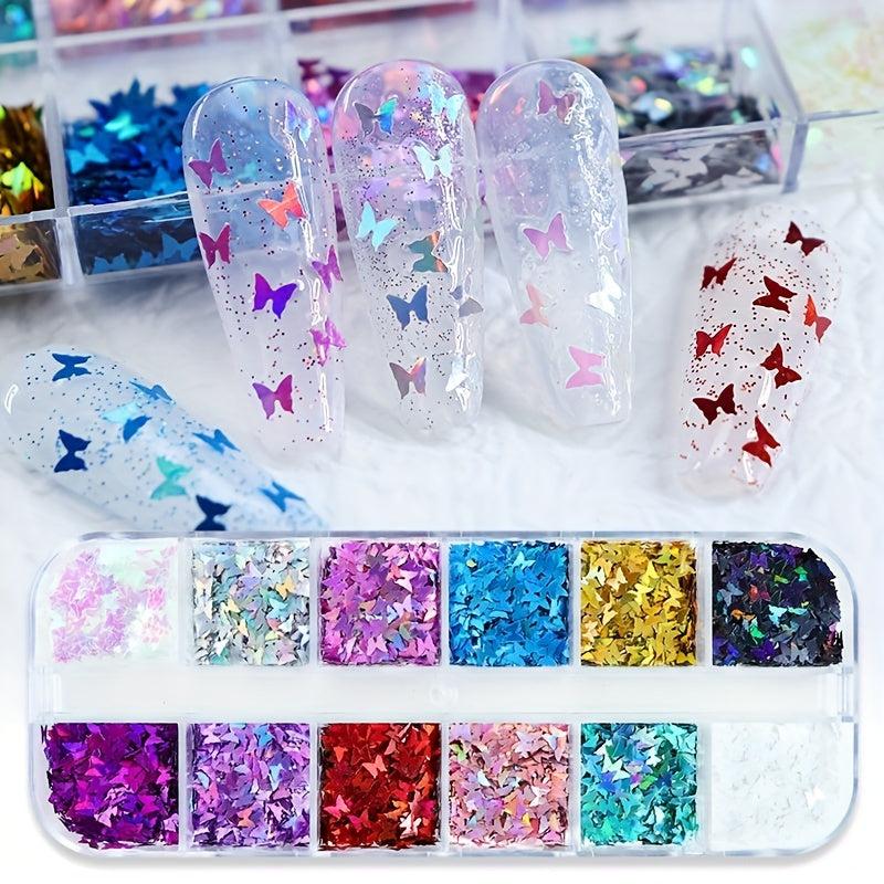 3D Butterfly Nail Art Glitter Sparkly Laser Sequin Acrylic Paillettes