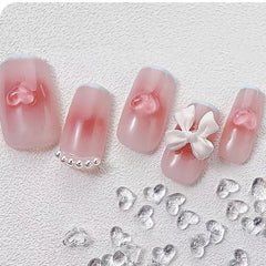 20 pcs Clear Love Heart Nail Art 3D Resin Manicure Accessories