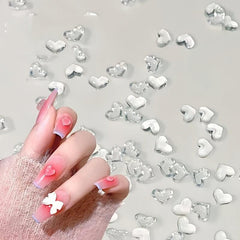 20 pcs Clear Love Heart Nail Art 3D Resin Manicure Accessories