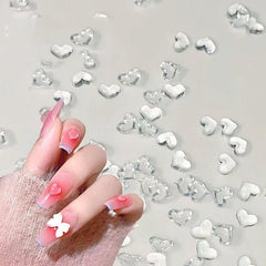 20 pcs Clear Love Heart Nail Art 3D Resin Manicure Accessories