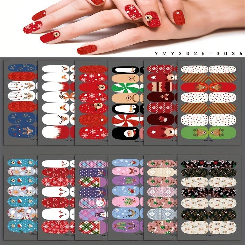 Christmas Nail Polish Stickers Snowflake Snowman Elk Santa Claus Christmas Tree