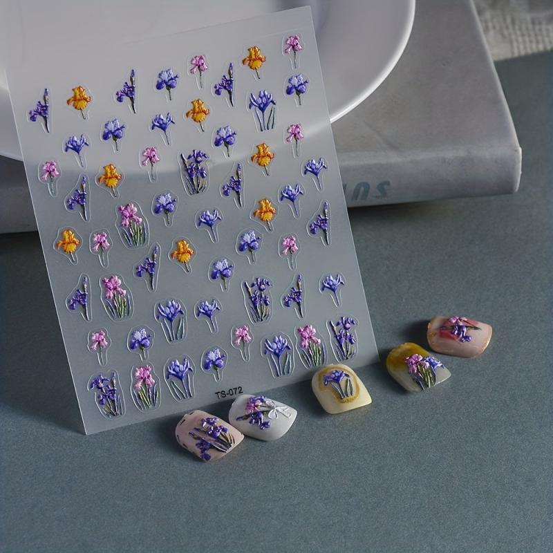 5D Embossed Flower Nail Art Sticker Self Adhesive Decals