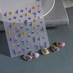 5D Embossed Flower Nail Art Sticker Self Adhesive Decals