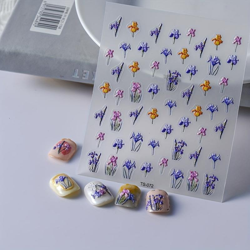 5D Embossed Flower Nail Art Sticker Self Adhesive Decals