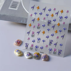 5D Embossed Flower Nail Art Sticker Self Adhesive Decals