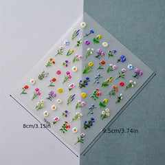 5D Embossed Flower Nail Art Sticker Self Adhesive Decals