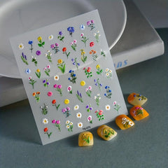 5D Embossed Flower Nail Art Sticker Self Adhesive Decals