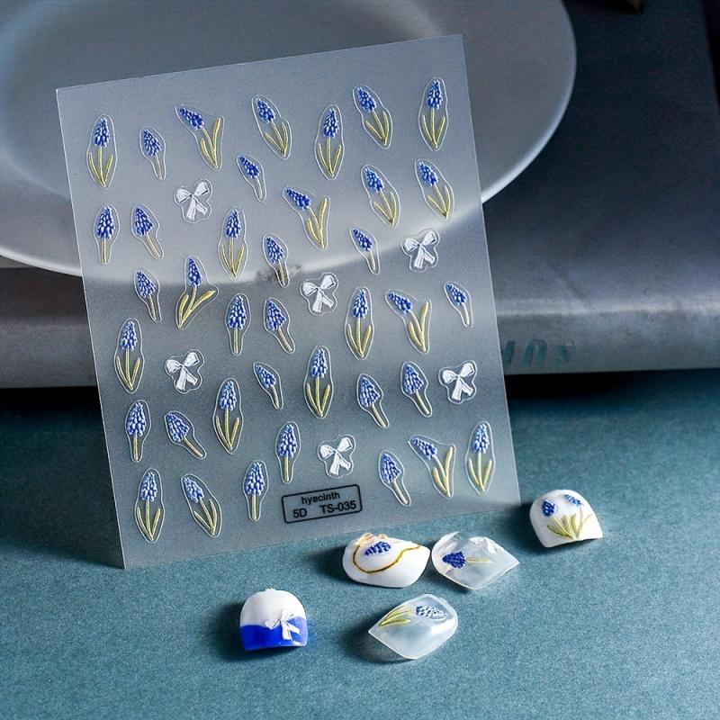 5D Embossed Flower Nail Art Sticker Self Adhesive Decals