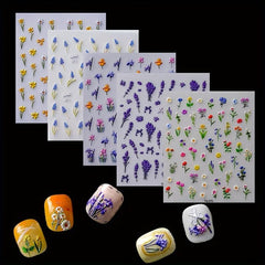5D Embossed Flower Nail Art Sticker Self Adhesive Decals