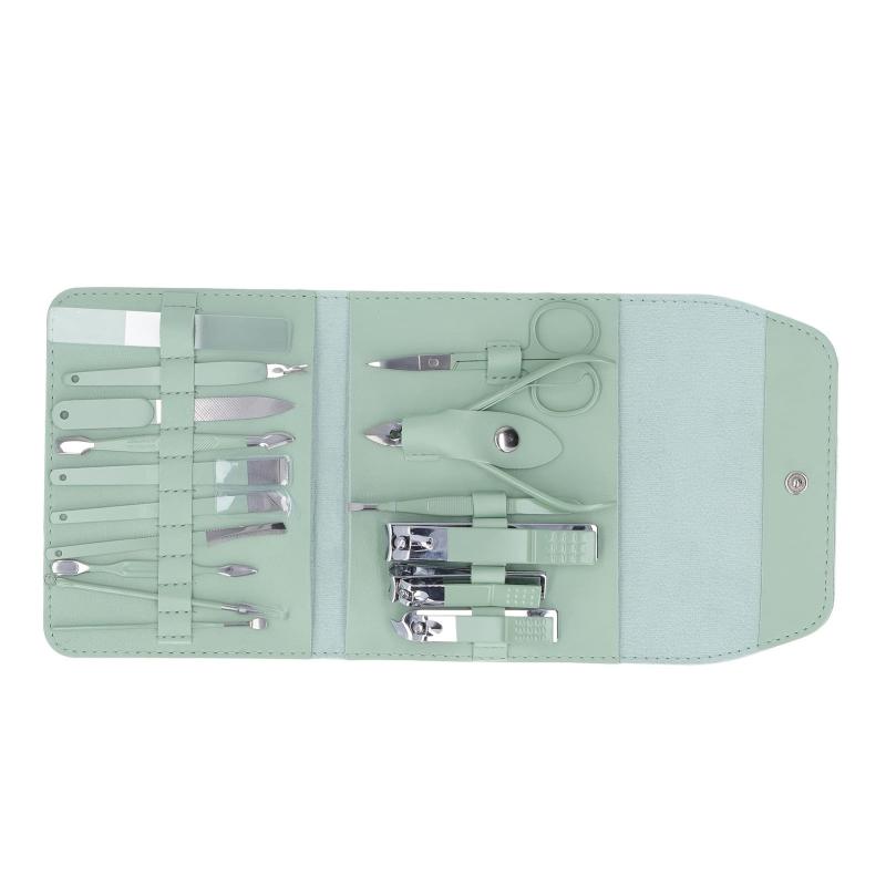 16 Pcs Manicure Set Portable Beauty Pliers Scissors Ear Spoon Storage Bag