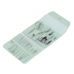 16 Pcs Manicure Set Portable Beauty Pliers Scissors Ear Spoon Storage Bag