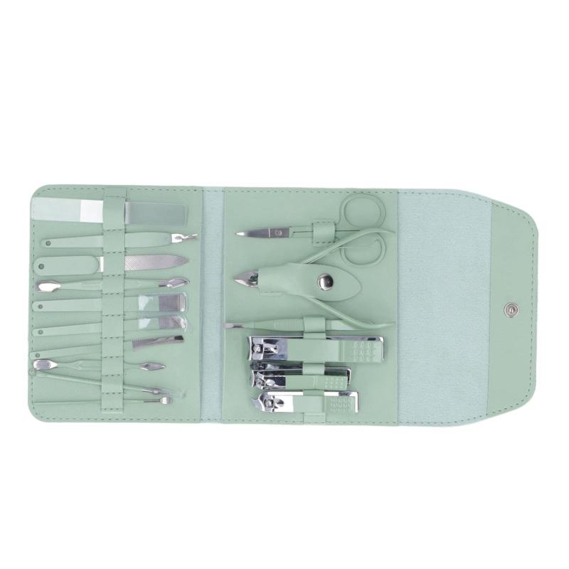 16 Pcs Manicure Set Portable Beauty Pliers Scissors Ear Spoon Storage Bag